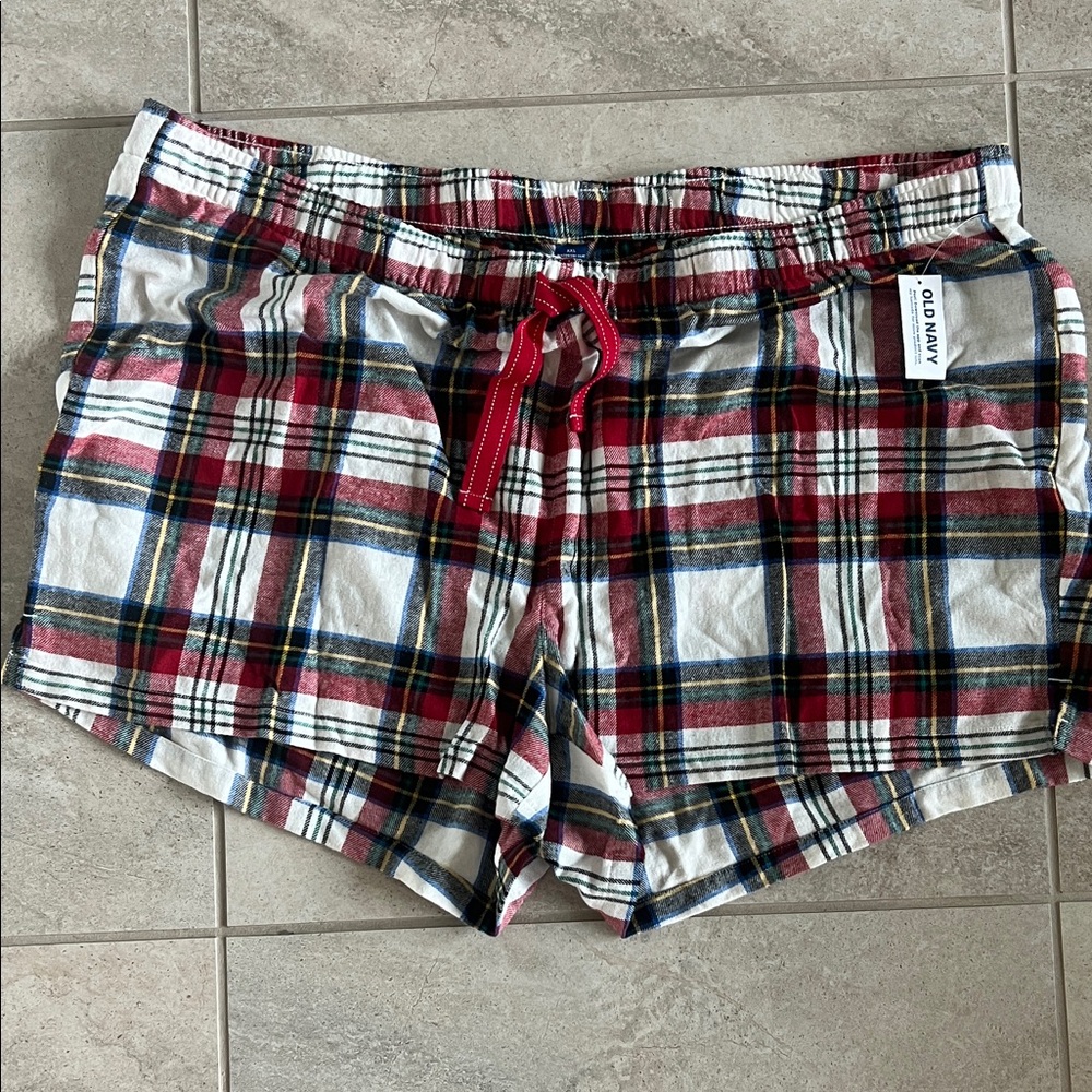 Old Navy Plaid Christmas Pajama Shorts XXL